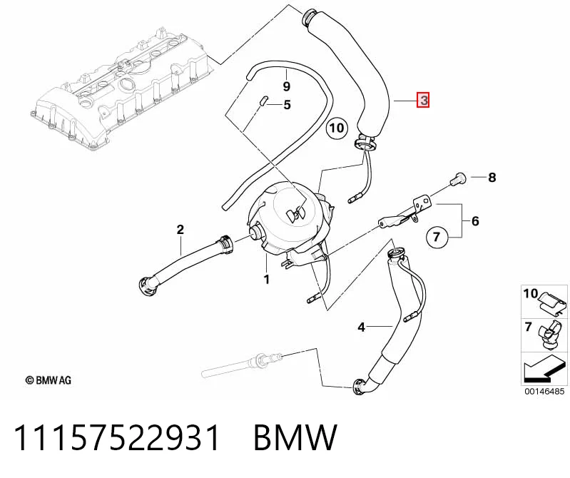 11157522931 BMW Шланг повітряний вентиляції картера