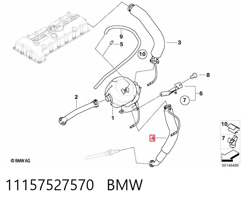 11157527570 BMW Шланг повітряний вентиляції картера