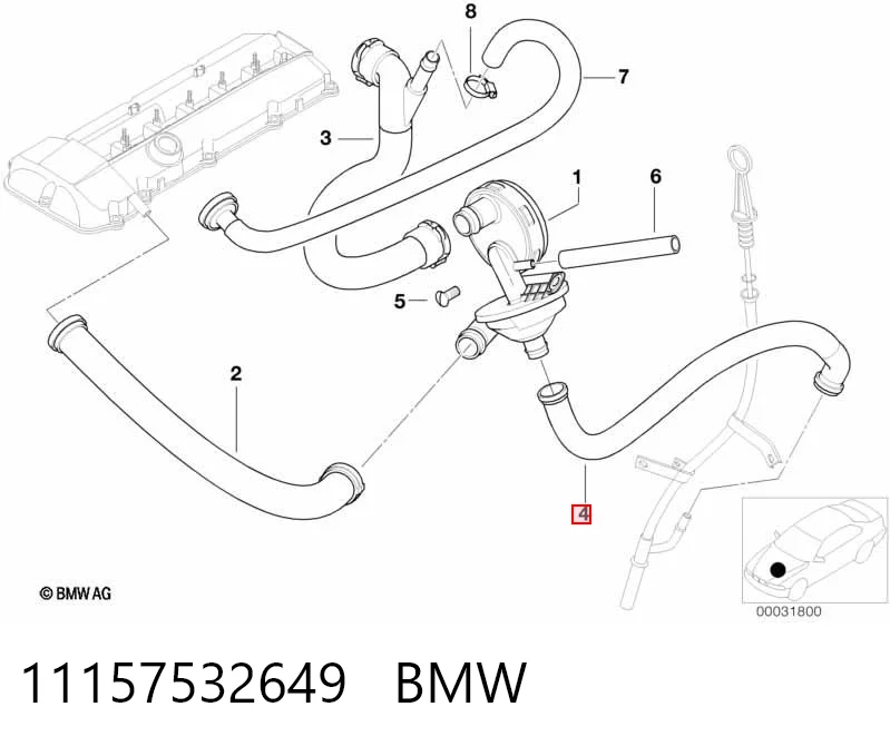 11157532649 BMW Шланг повітряний вентиляції картера