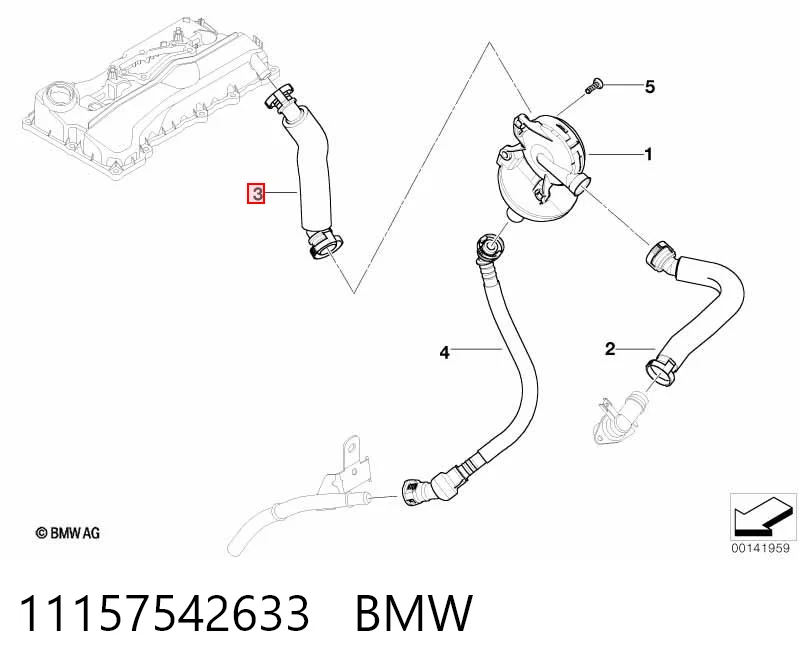 11157542633 BMW Шланг повітряний вентиляції картера