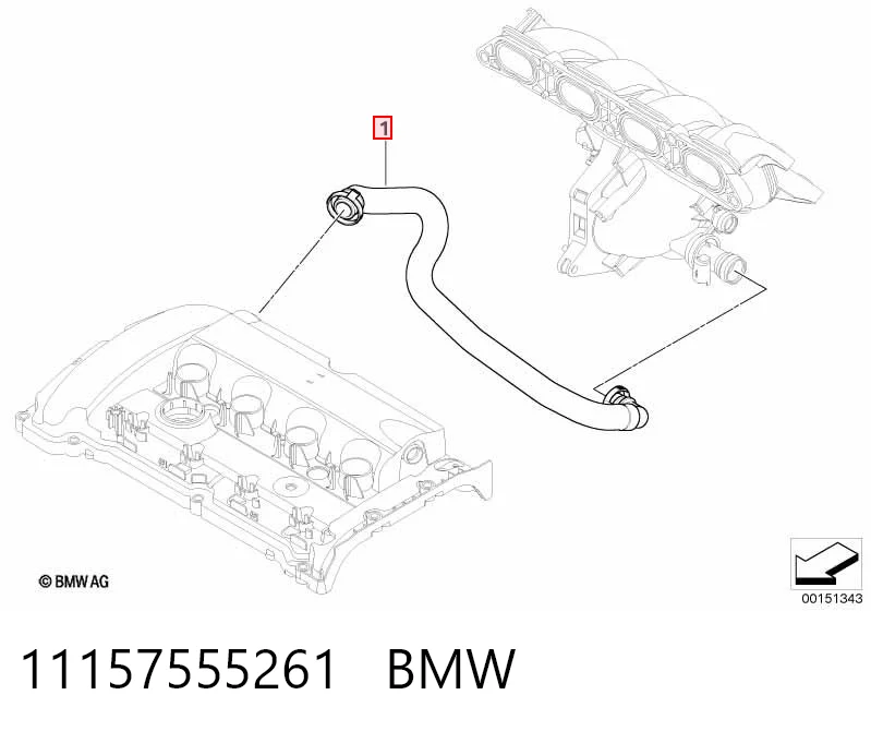 11157555261 BMW Шланг повітряний вентиляції картера