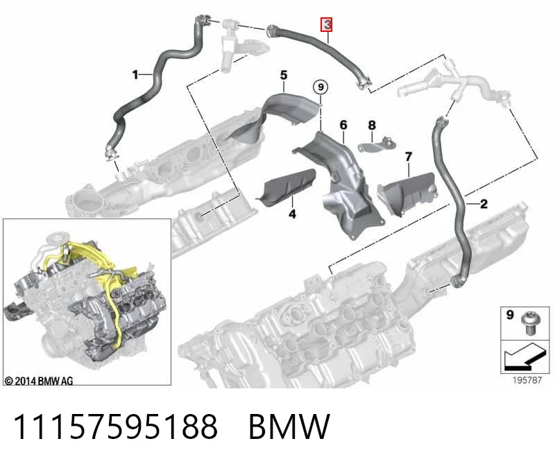11157595188 BMW Шланг повітряний вентиляції картера