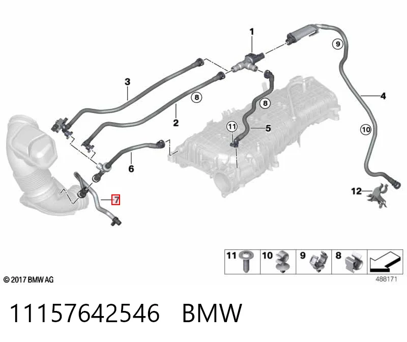 11157642546 BMW Шланг повітряний вентиляції картера