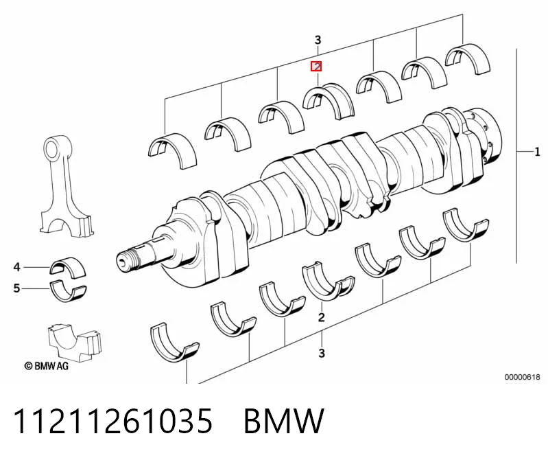 Вкладиші колінвала, корінні, комплект, стандарт (STD) Glyco H9737