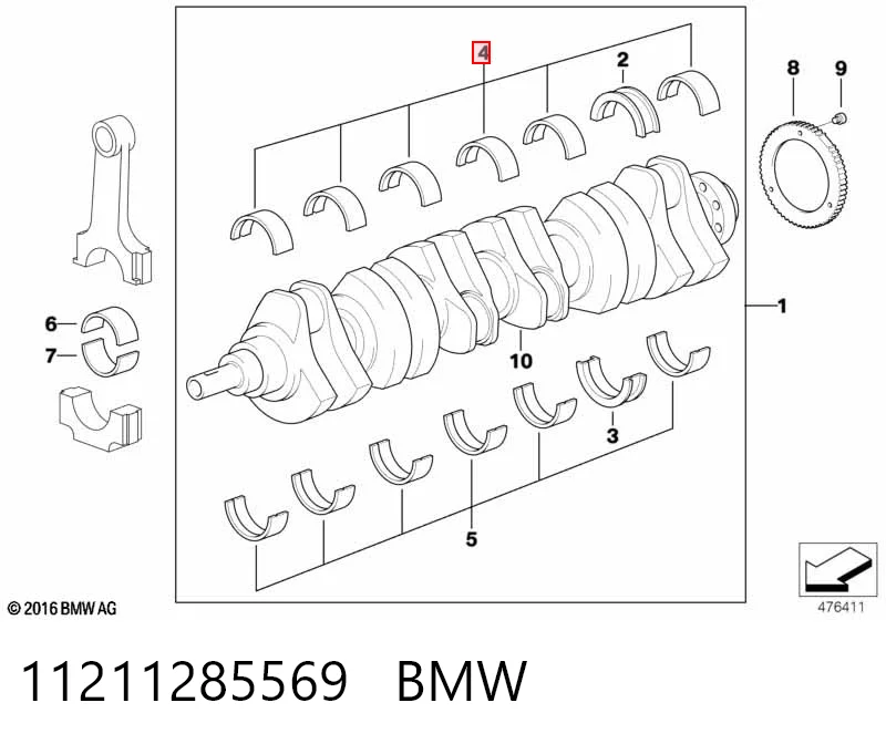 M5490STD AE Вкладиші коленвала, корінні, комплект, стандарт (STD)
