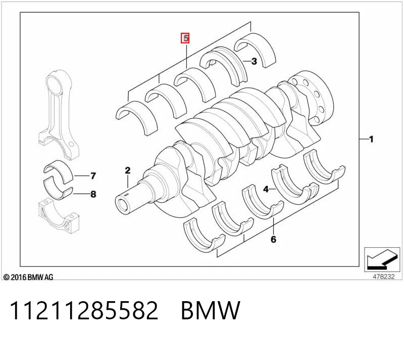 Купити M5490STD AE Вкладиші колінвала, корінні, комплект, стандарт (STD)