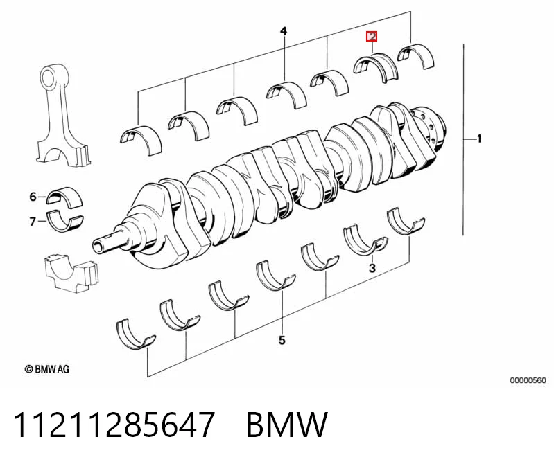 Вкладиші колінвала, корінні, комплект, 2-й ремонт (+0,50) M7468050 AE