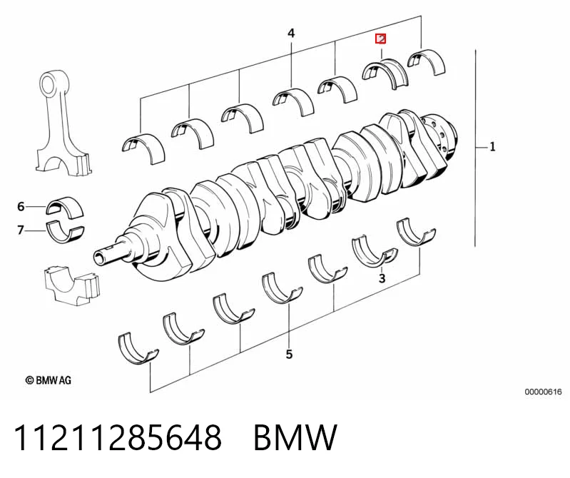 Вкладиші колінвала, корінні, комплект, 2-й ремонт (+0,50) AE M7468050