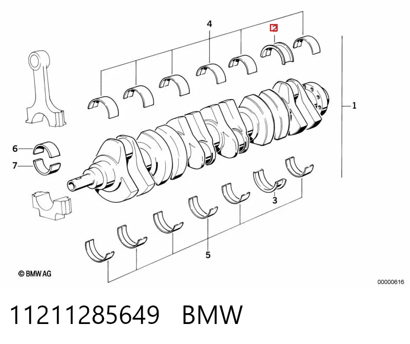 M7468050 AE Вкладиші коленвала, корінні, комплект, 2-й ремонт (+0,50)