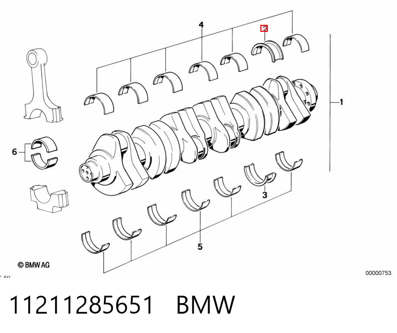 Купити M7468050 AE Вкладиші колінвала, корінні, комплект, 2-й ремонт (+0,50)