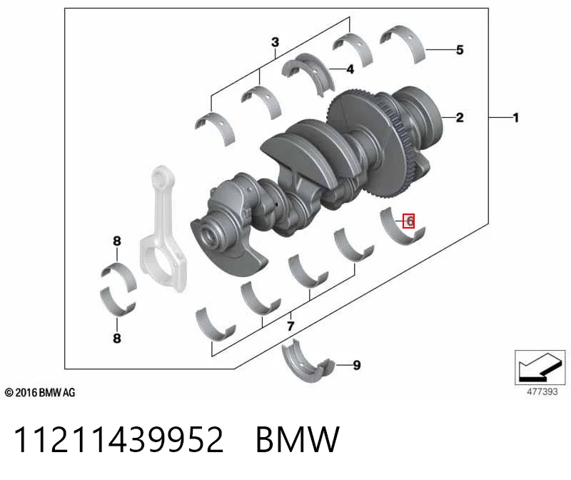 11211439952 BMW Вкладиші коленвала, корінні, комплект, стандарт (STD)