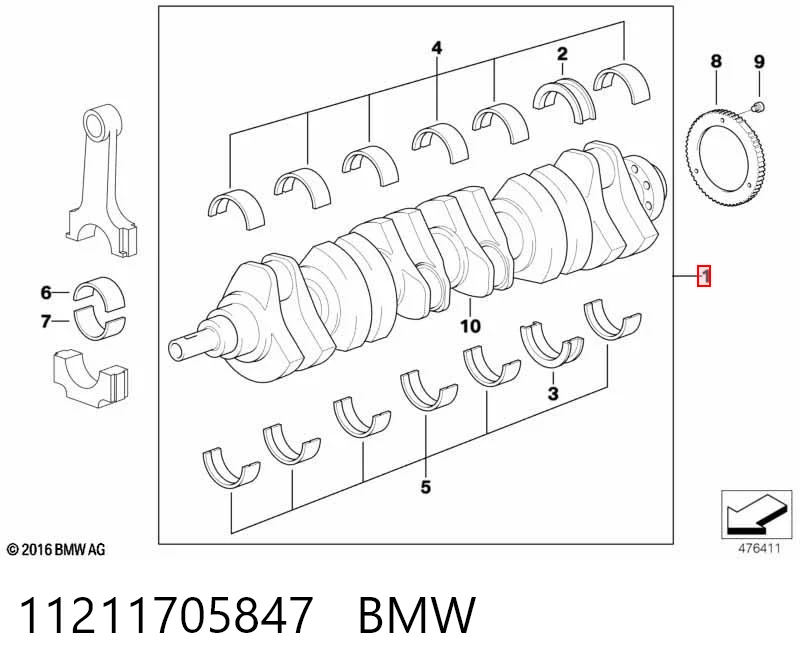 Колінвал двигуна на BMW 3  E46