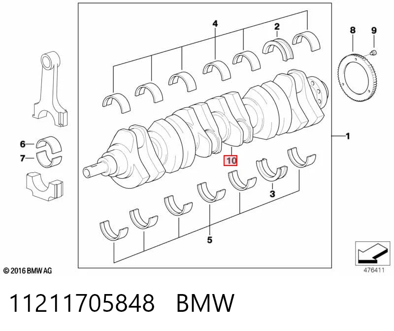 Вал колінчастий і маховик BMW 3 седан (E46) (1998 - 2005) ціна, від 22.79 USD