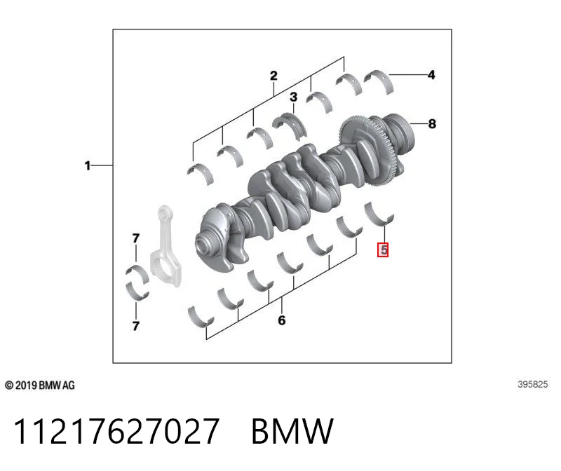 11217627027 BMW Вкладиші колінвала, корінні, комплект, стандарт (STD)