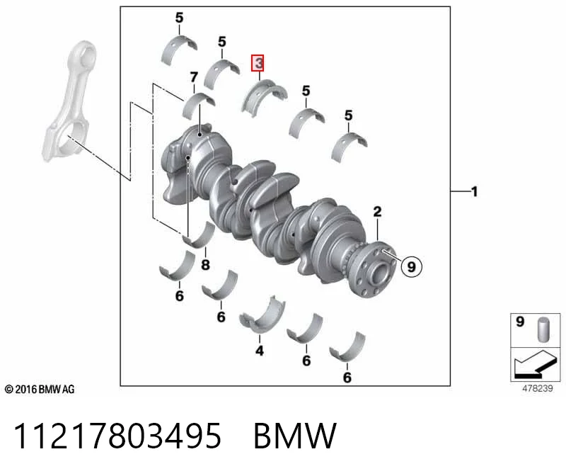 11217803495 BMW Комплект підшипників ковзання коленвалу