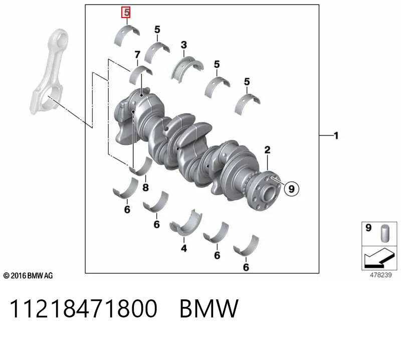 11218471800 BMW Комплект підшипників ковзання коленвалу