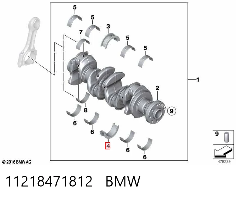 11218471812 BMW Вкладиші колінвала, корінні, комплект, стандарт (STD)