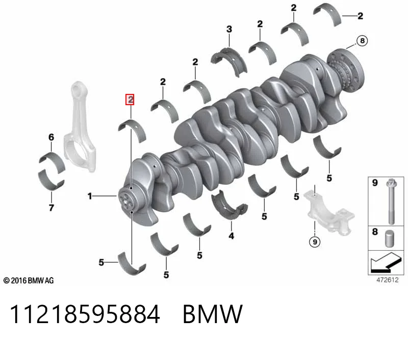 11218595884 BMW Комплект підшипників ковзання коленвалу