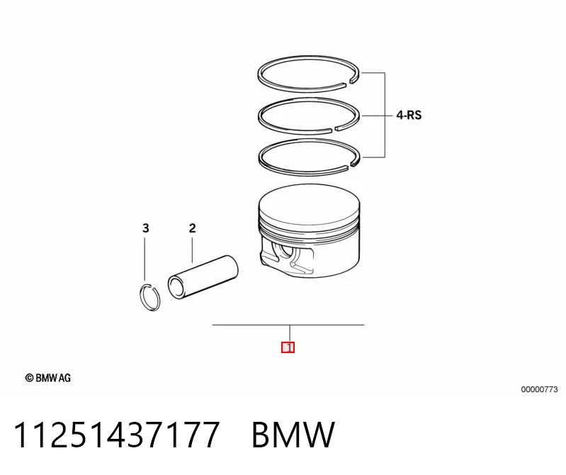 Поршень в комплекті на 1 циліндр, STD 831000 Mahle Original
