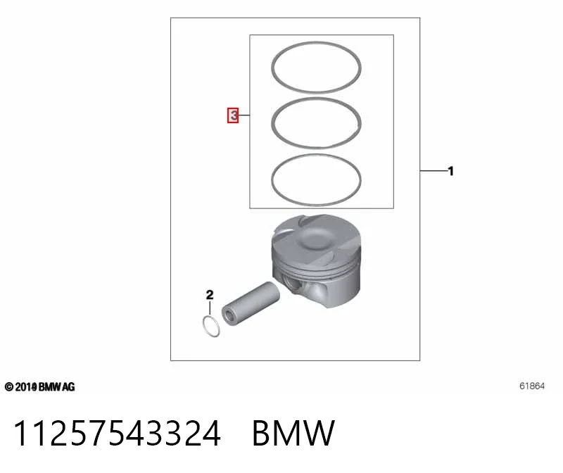 11257543324 BMW Кільця поршневі на 1 циліндр, STD.