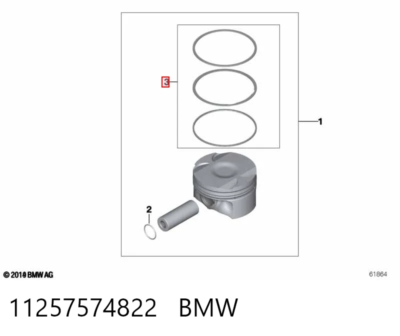 Кільця поршневі на 1 циліндр, STD. SM 790751004 ціна, від 32.36 USD
