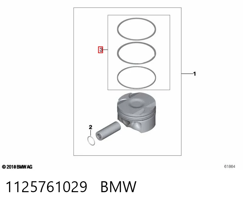 1125761029 BMW Кільця поршневі компресора, на 1 циліндр, STD