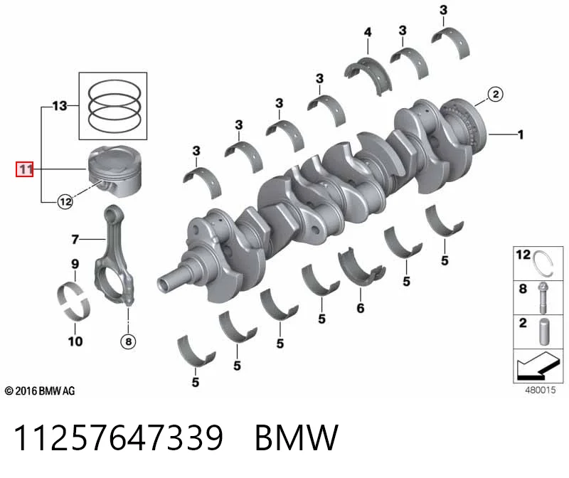 11257647339 BMW Поршня на 1 циліндр, STD