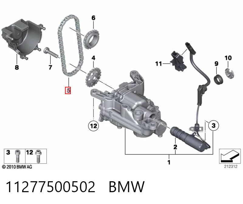 11277500502 BMW Ланцюг маслянного насосу