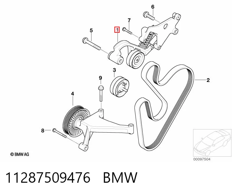 11287509476 BMW Натяжна планка поліклинового ременя