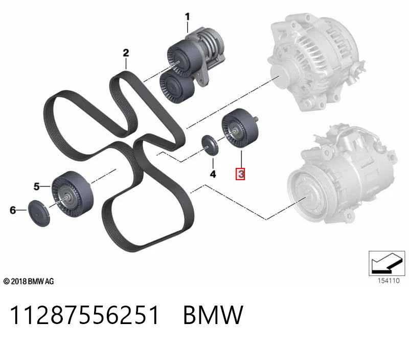 11287556251 BMW Ролик приводного ременя, паразитний
