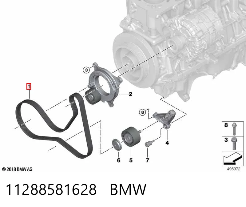 11288581628 BMW Поліклиновий ремінь