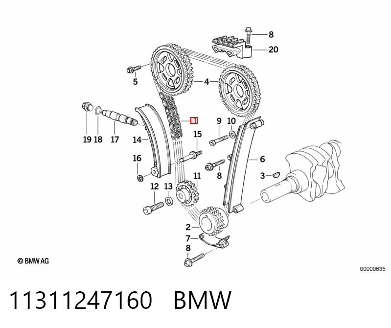 Ланцюг приводу распредвала на BMW 3  E30