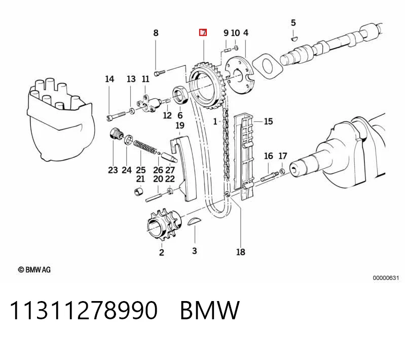 Шестерня приводу розподільного валу на BMW 7  E32