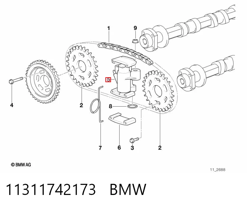 11311742173 BMW Натягувач ланцюга ГРМ распреддвалов, правого