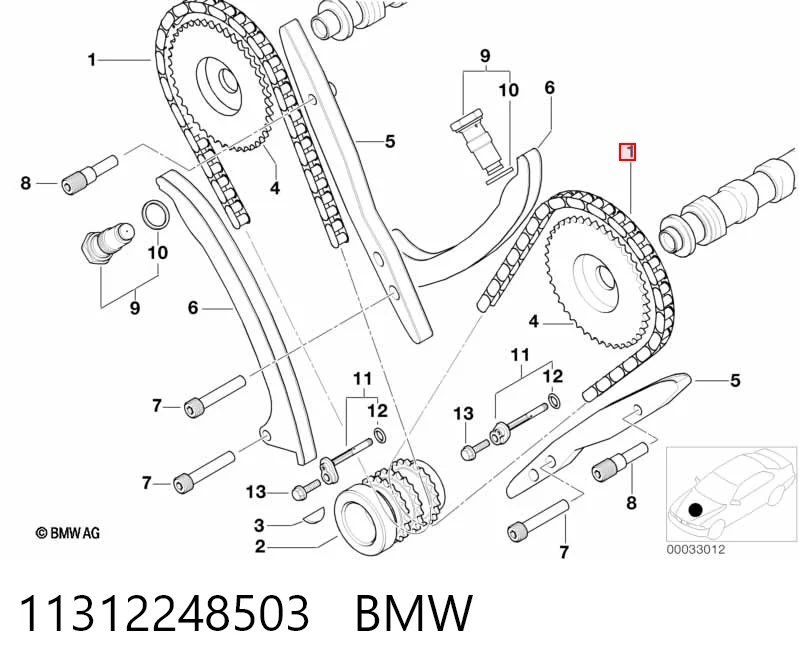 Ланцюг приводу распредвала на BMW 7  E65, E66, E67