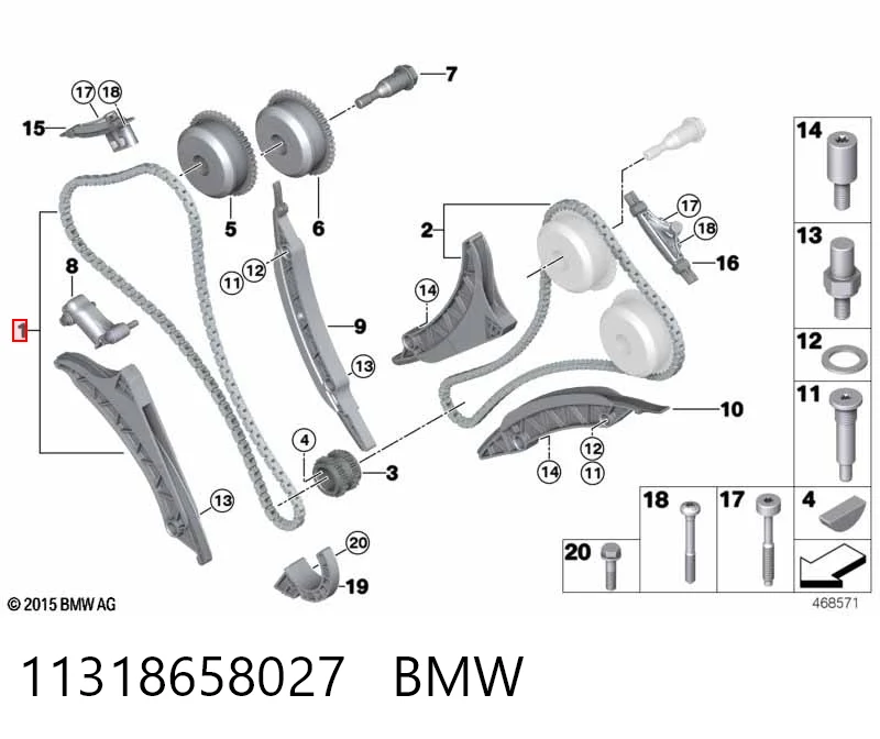 11318658027 BMW Ланцюг ГРМ, комплект