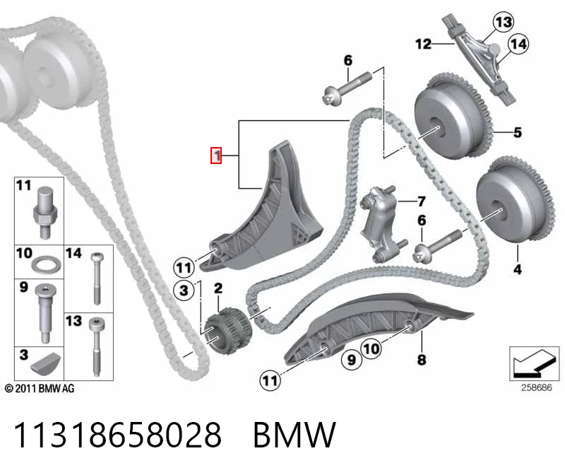 11318658028 BMW Ланцюг ГРМ, правий
