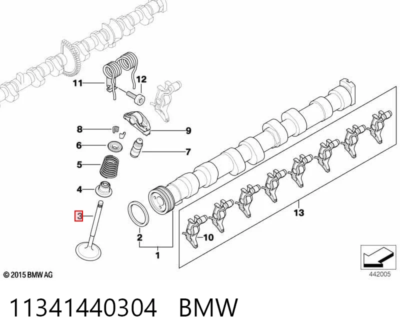 11341440304 BMW Клапан впускний