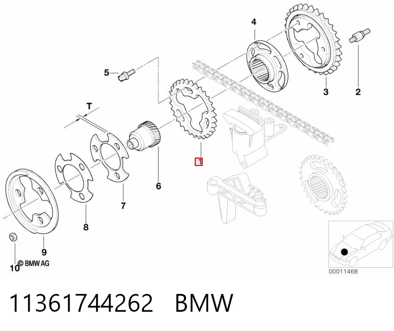 Купити 1744262 BMW Зірка-шестерня розподільного валу двигуна,випускного