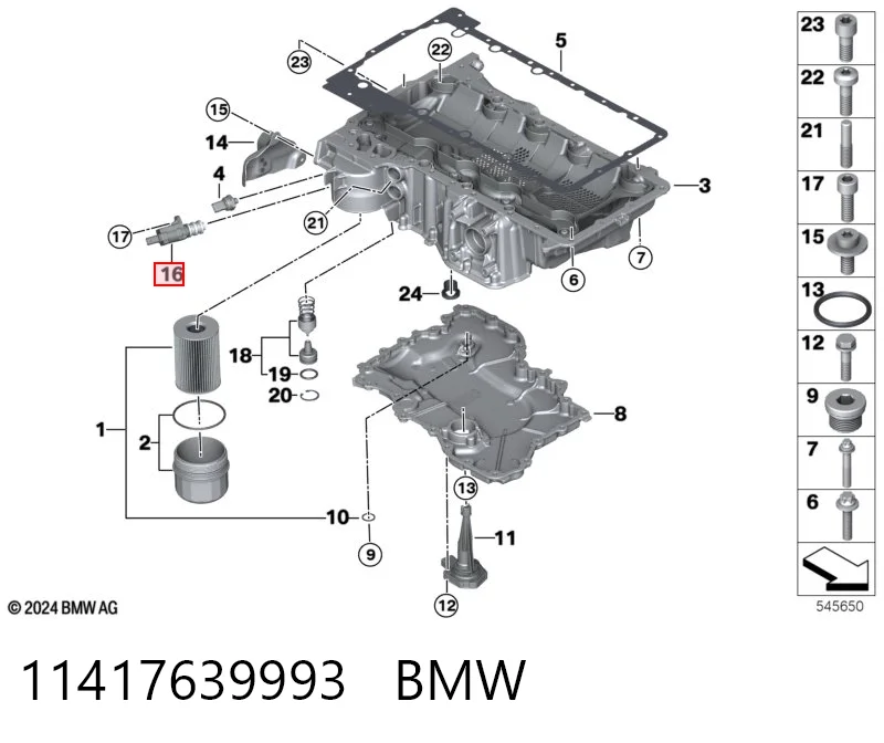 11417639993 BMW Клапан регулювання тиску масла