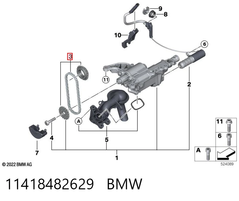 11418482629 BMW Ланцюг масляного насоса, комплект