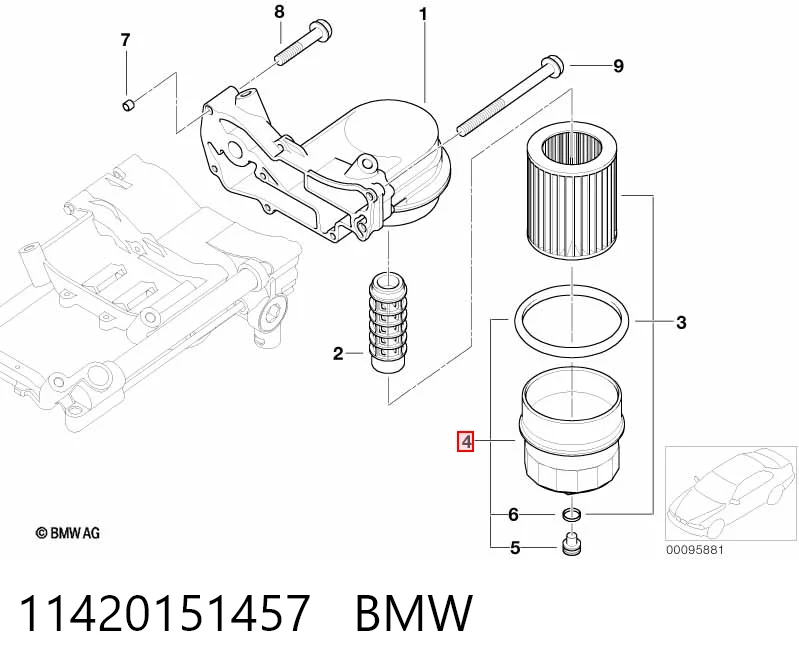 11420151457 BMW Кришка масляного фільтра