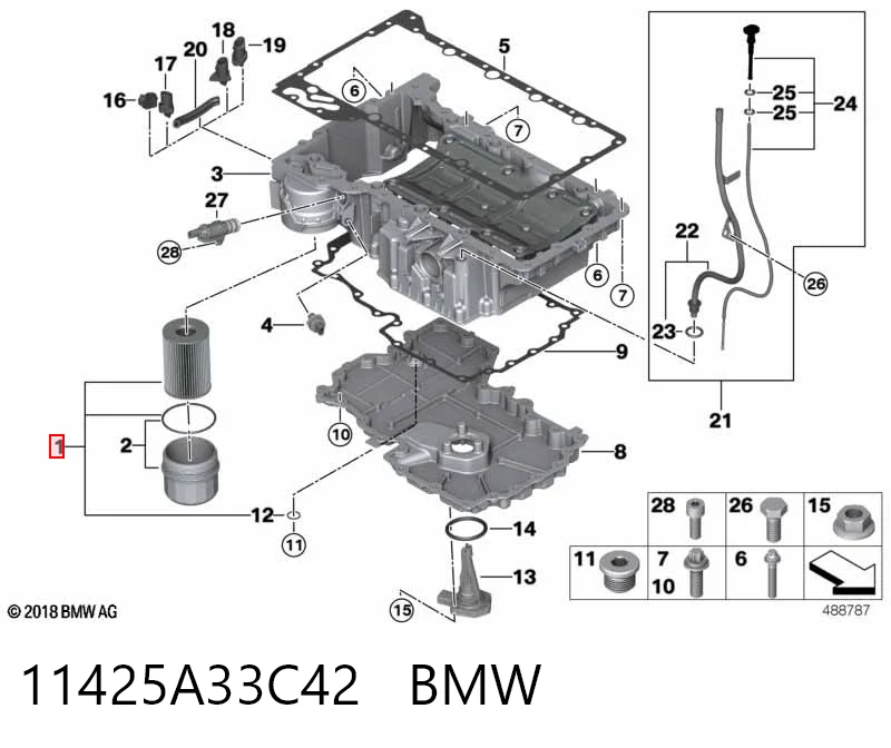 11425A33C42 BMW Фільтр масла