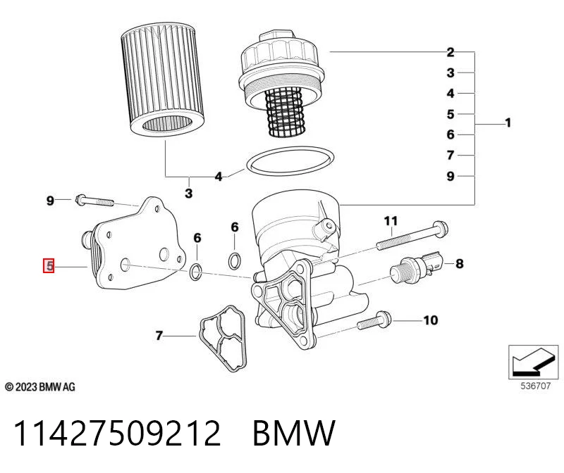 11427509212 BMW Радіатор масляний (холодильник), під фільтром