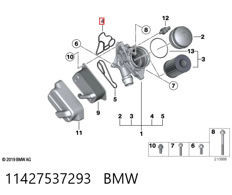 11427537293 BMW Прокладка кронштейна маслянного фільтра