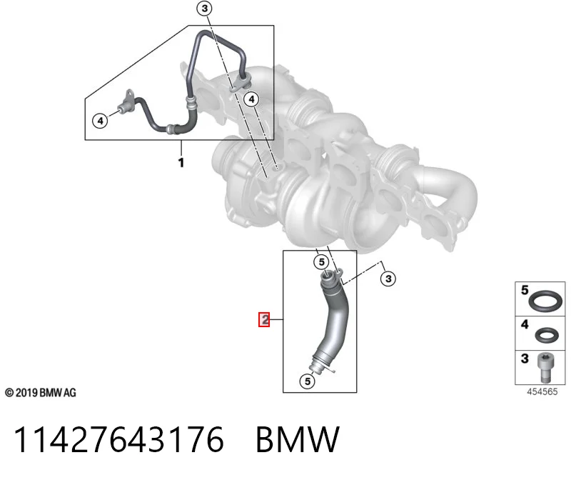 11427643176 BMW Трубка/шланг відводу масла від турбіни