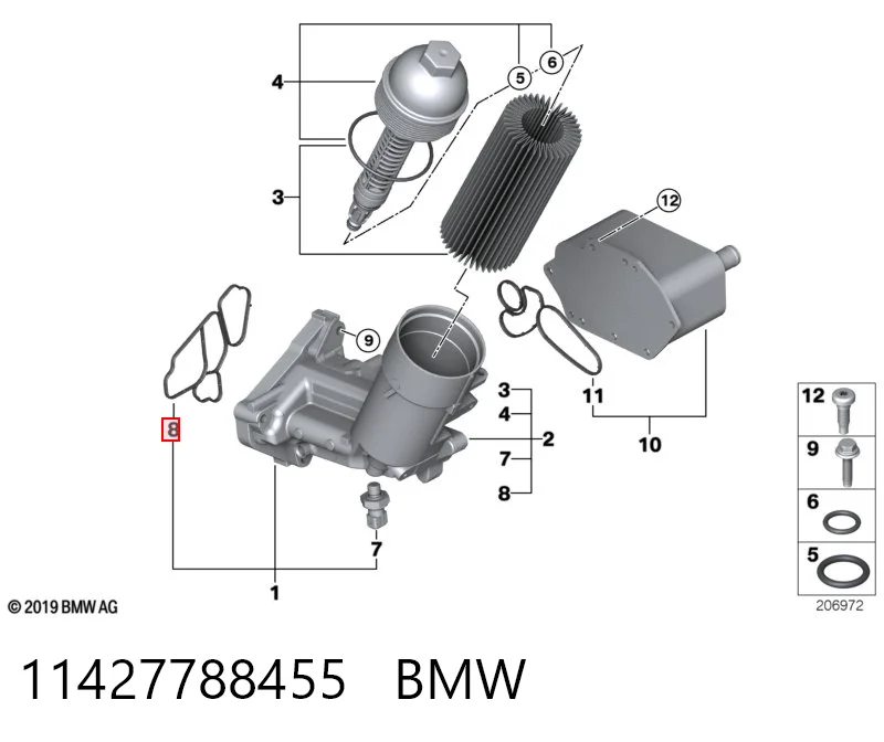 11427788455 BMW Прокладка кронштейна маслянного фільтра