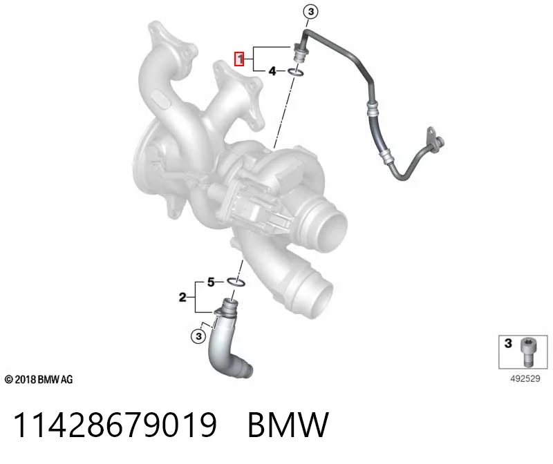 11428679019 BMW Трубка/шланг подачі масла до турбіни