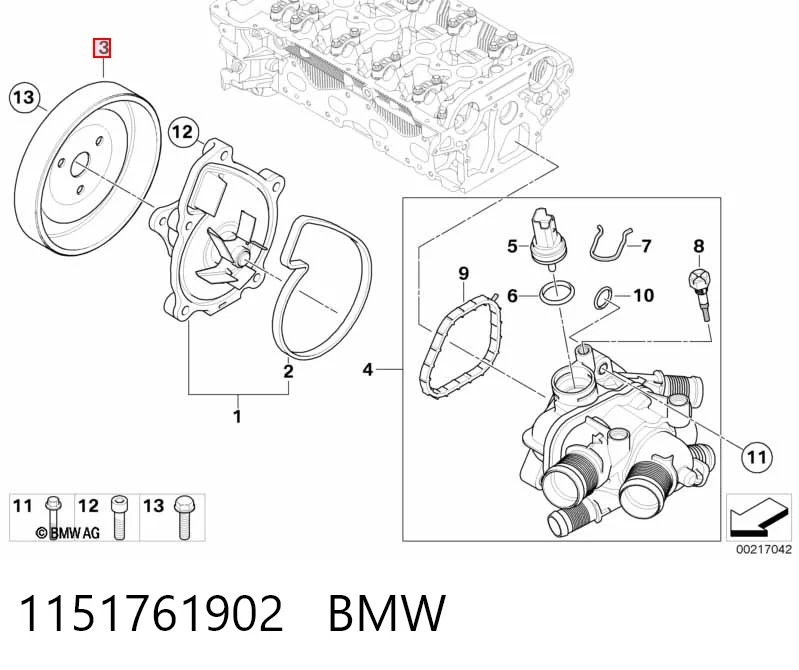 1151761902 BMW Шків водяного насоса