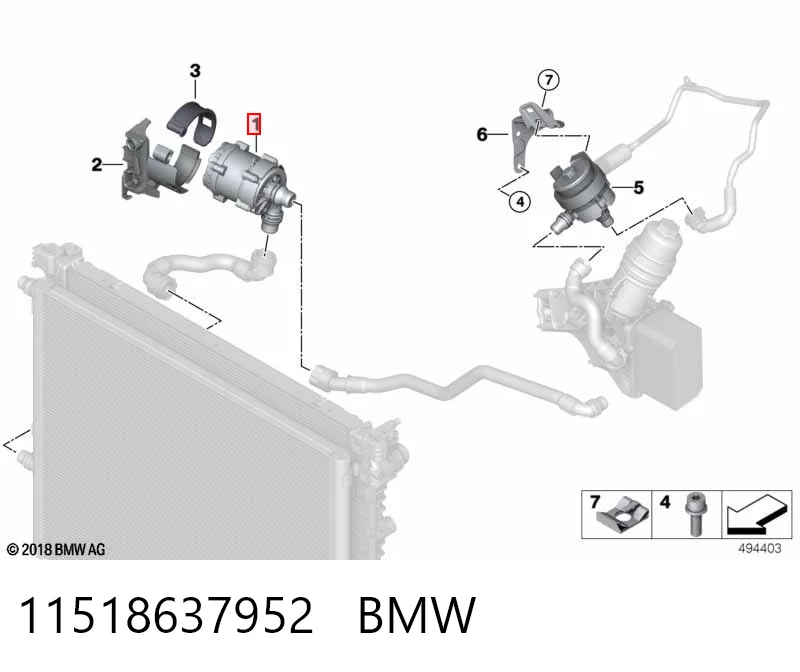Помпа водяна (насос) охолодження, додатковий електричний ST11518637952 SAT